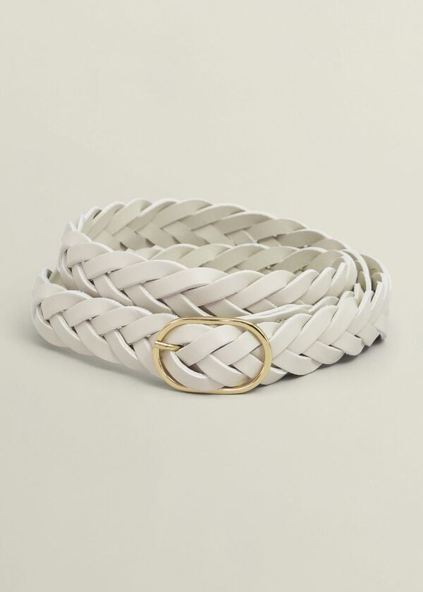 hobbs Meera Woven Leather Belt Chalk Beige