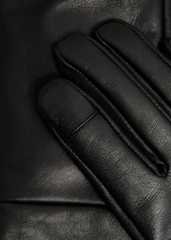 Hobbs Meghan Leather Long Gloves Black