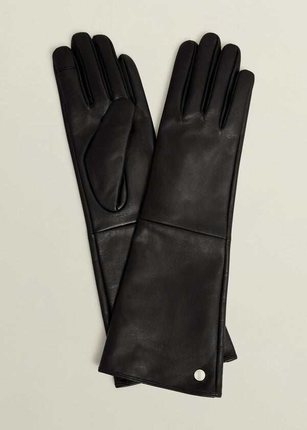 hobbs Meghan Leather Long Gloves Black