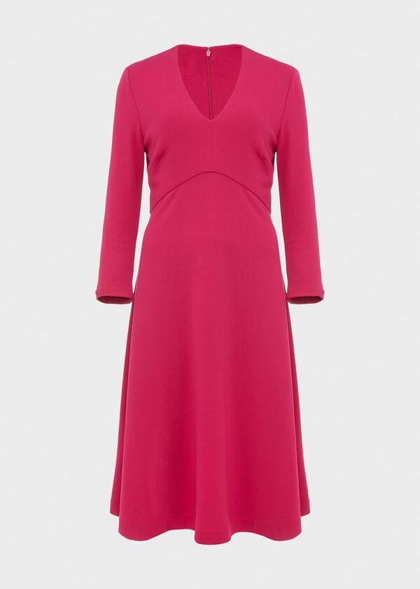 Hobbs Mel Jersey Ponte Dress Dark Pink