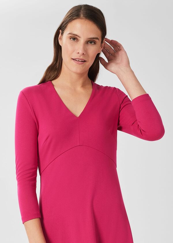 Hobbs Mel Jersey Ponte Dress Dark Pink