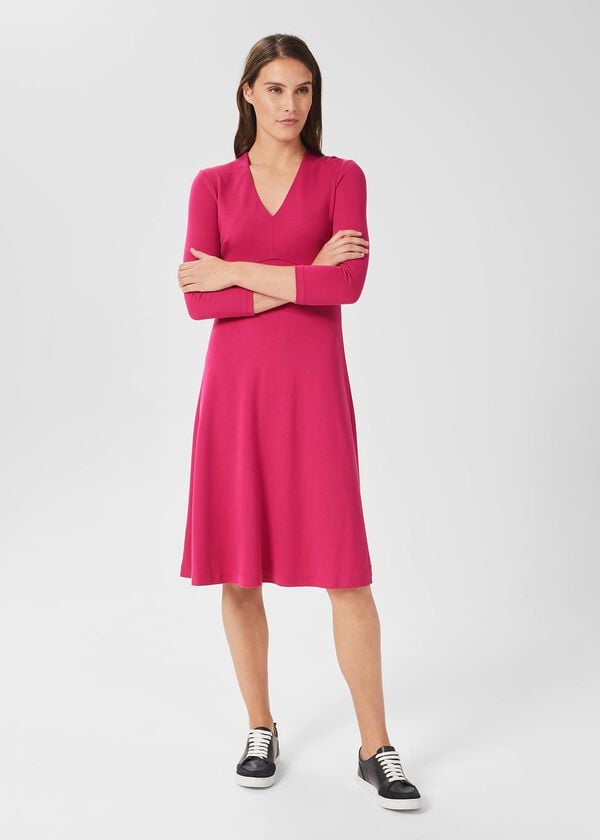 hobbs Mel Jersey Ponte Dress Dark Pink