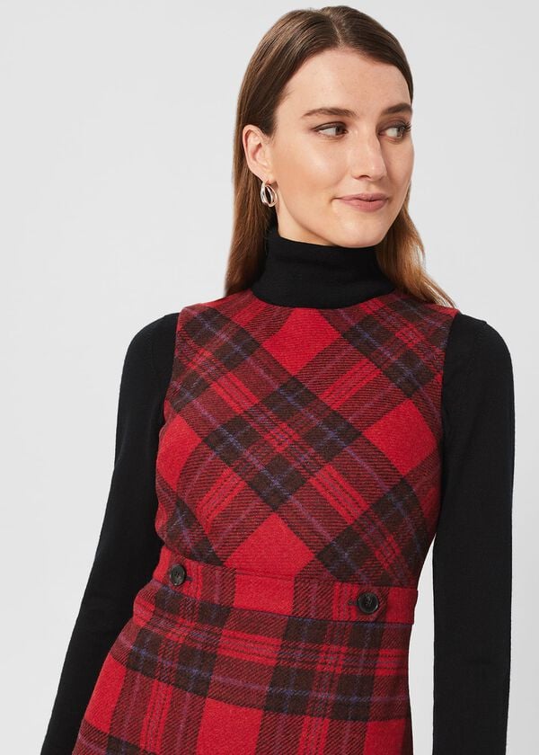 Hobbs Melanie Wool Dress Red Black