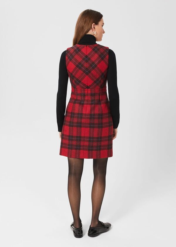 Hobbs Melanie Wool Dress Red Black