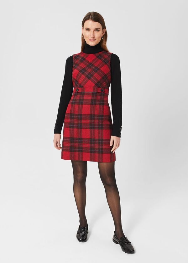 hobbs Melanie Wool Dress Red Black