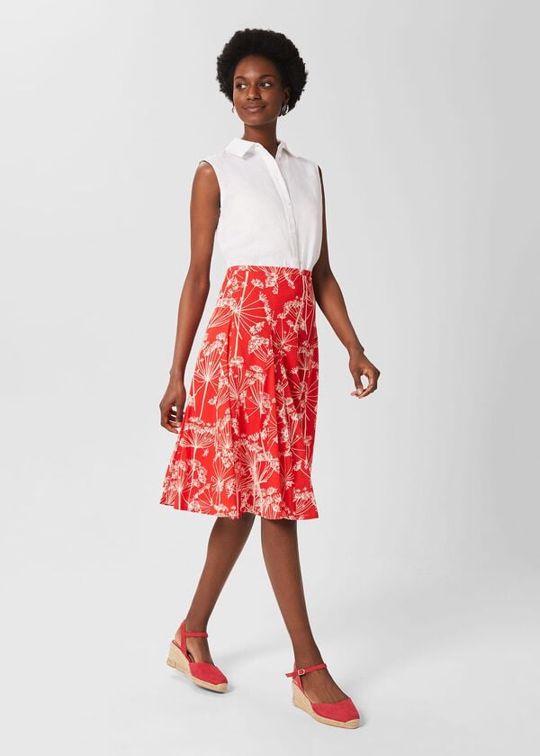 hobbs Melina Skirt Coral Red Ivory