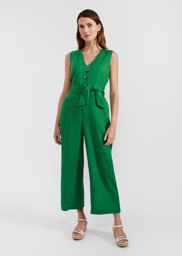 hobbs Melodie Linen Jumpsuit Green