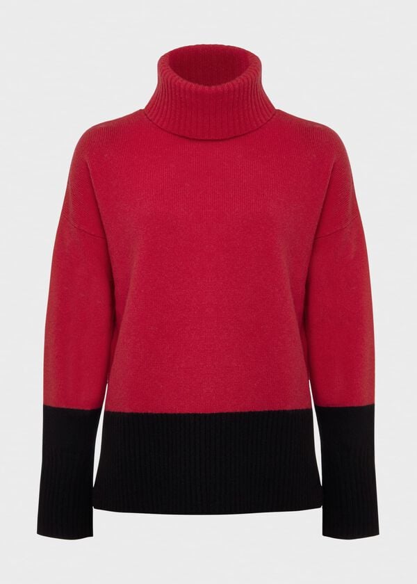 Hobbs Melodie Merino Wool Jumper Cerise Black