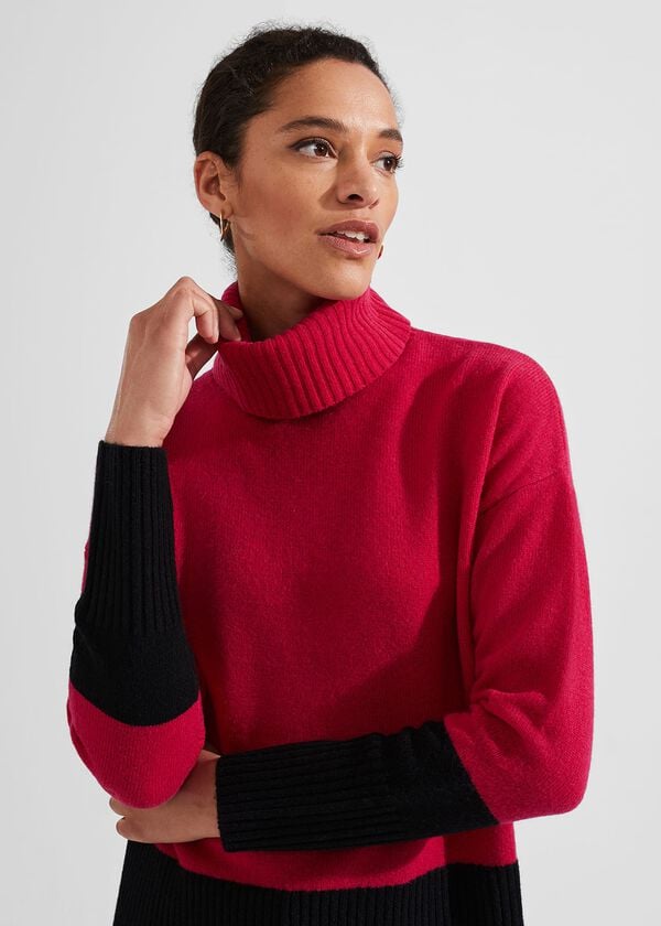 Hobbs Melodie Merino Wool Jumper Cerise Black