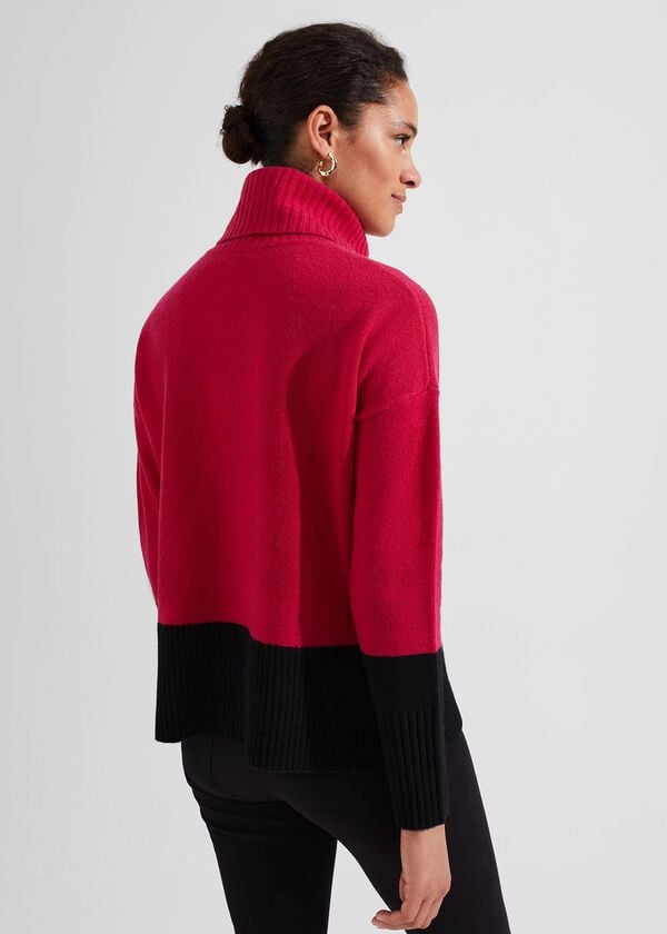 Hobbs Melodie Merino Wool Jumper Cerise Black