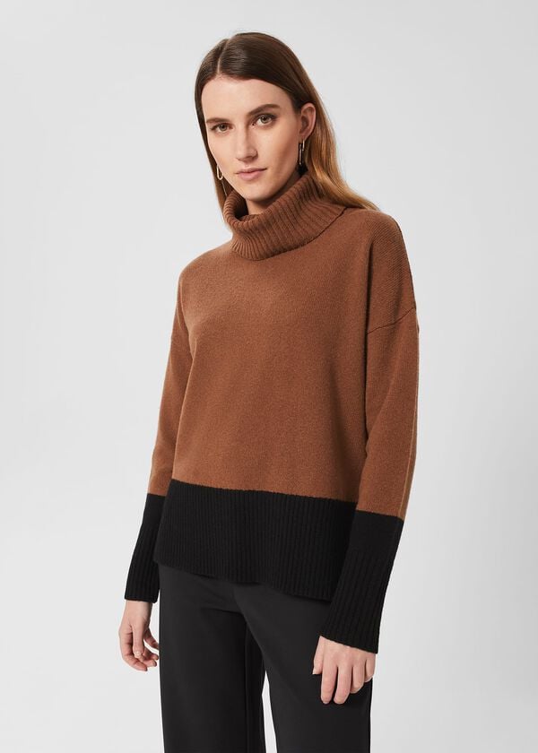 hobbs Melodie Merino Wool Jumper Toffee Black