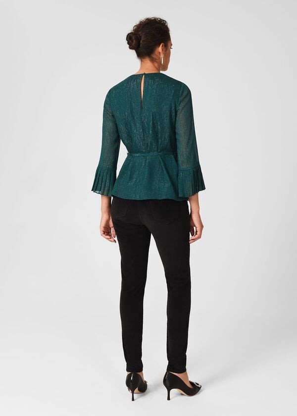 Hobbs Melodie Pleat Detail Top Pine Green