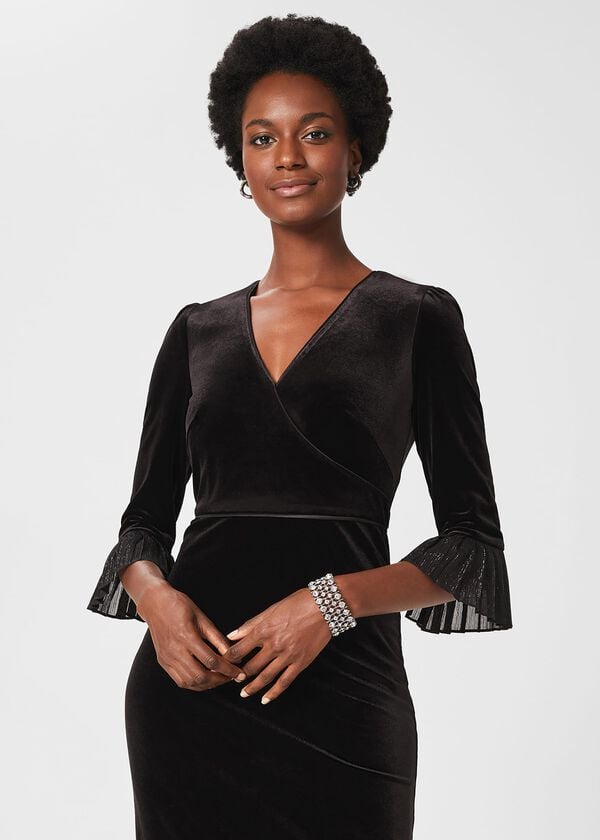 Hobbs Melodie Velvet Shift Dress Black