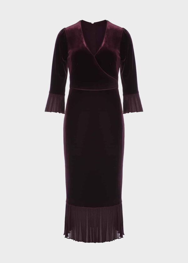Hobbs Melodie Velvet Shift Dress Mulberry Purple
