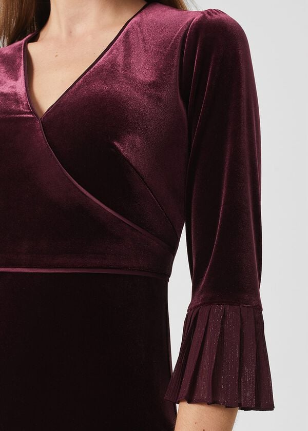 Hobbs Melodie Velvet Shift Dress Mulberry Purple