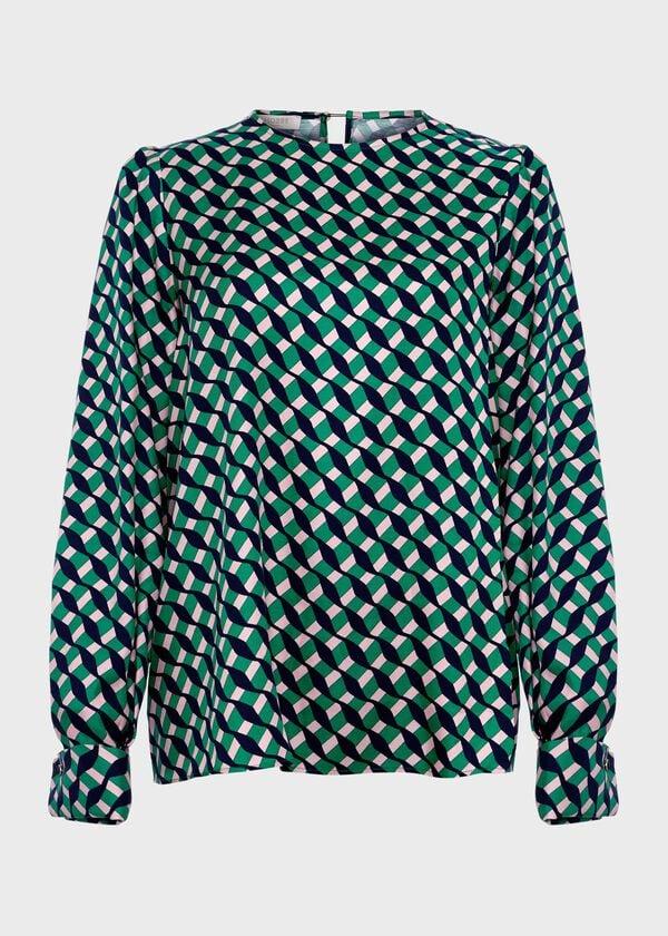 Hobbs Melody Blouse Green Multi