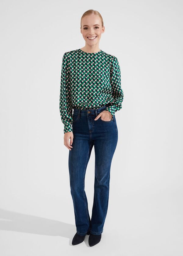 Hobbs Melody Blouse Green Multi