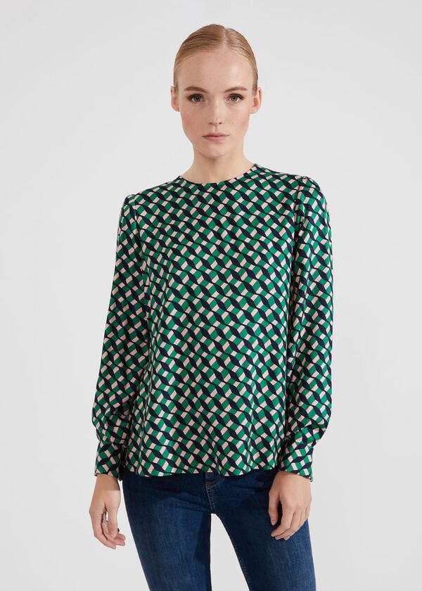 hobbs Melody Blouse Green Multi