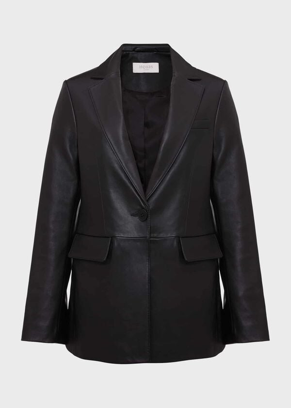 Hobbs Merissa Leather Blazer Black