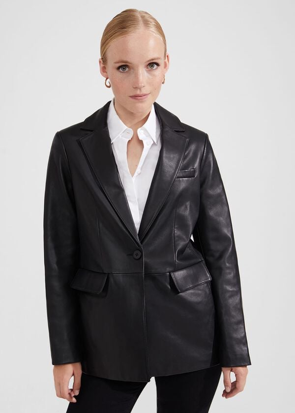 Hobbs Merissa Leather Blazer Black