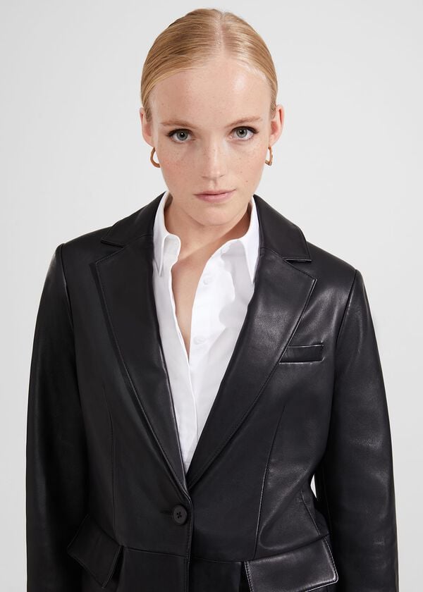 Hobbs Merissa Leather Blazer Black