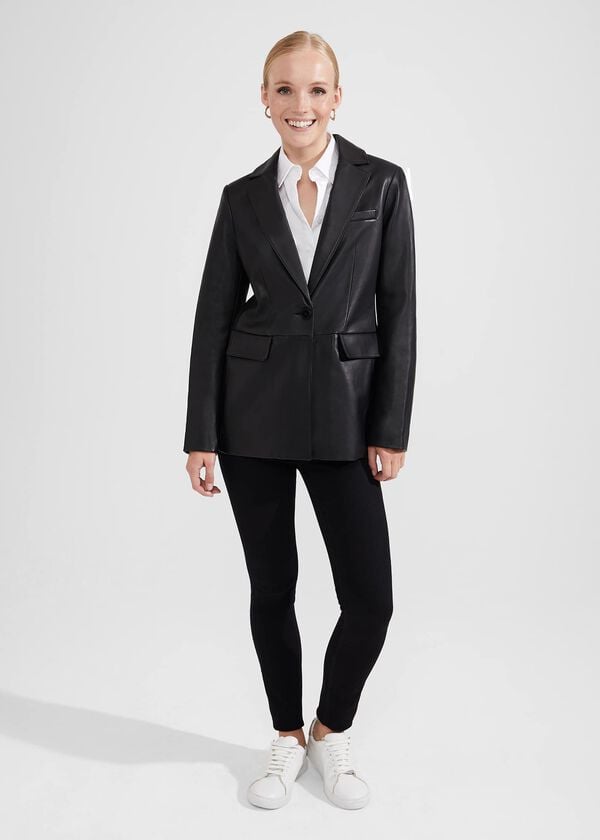 hobbs Merissa Leather Blazer Black