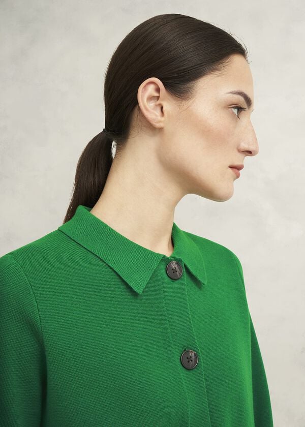 Hobbs Mia Cotton Wool Knitted Jacket Verdant Green