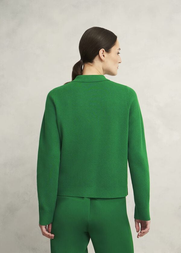 Hobbs Mia Cotton Wool Knitted Jacket Verdant Green