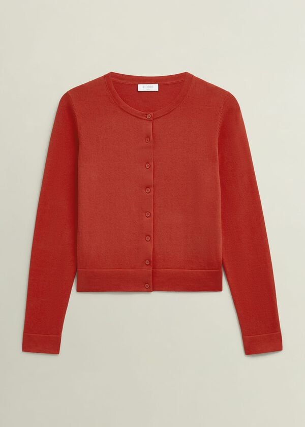 Hobbs Michelle Cotton Blend Cardigan Scarlet Red