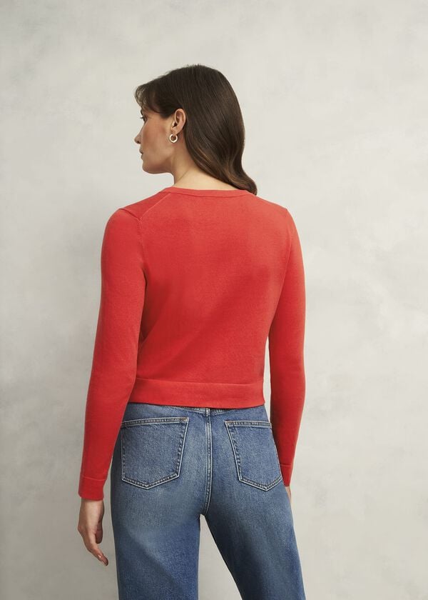 Hobbs Michelle Cotton Blend Cardigan Scarlet Red