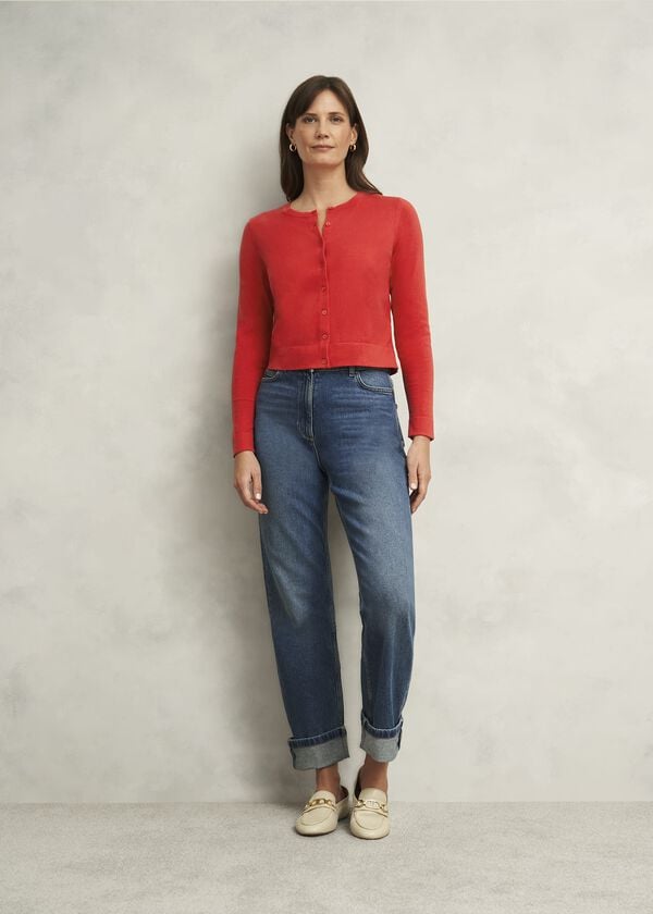 hobbs Michelle Cotton Blend Cardigan Scarlet Red