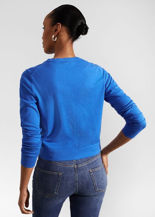 Hobbs Michelle Cotton Cardigan Atlantic Blue
