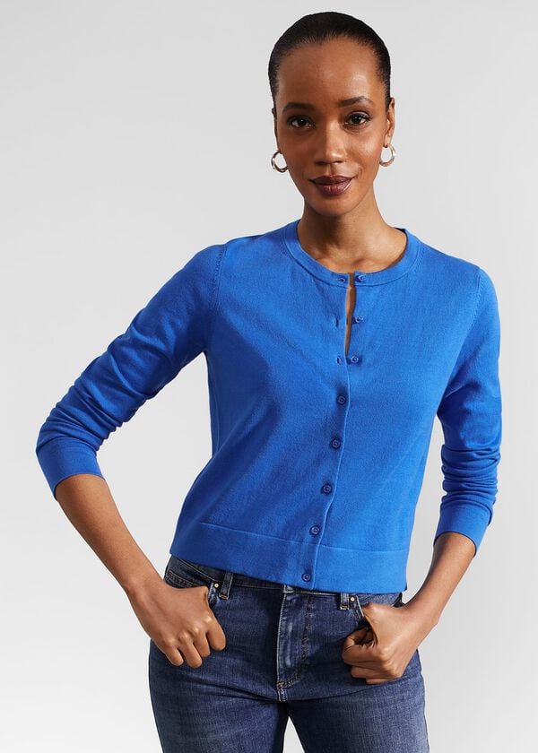 hobbs Michelle Cotton Cardigan Atlantic Blue