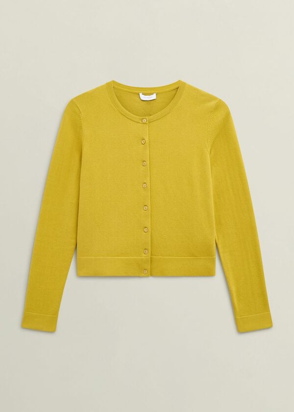 Hobbs Michelle Cotton Cardigan Gold Chartreuse