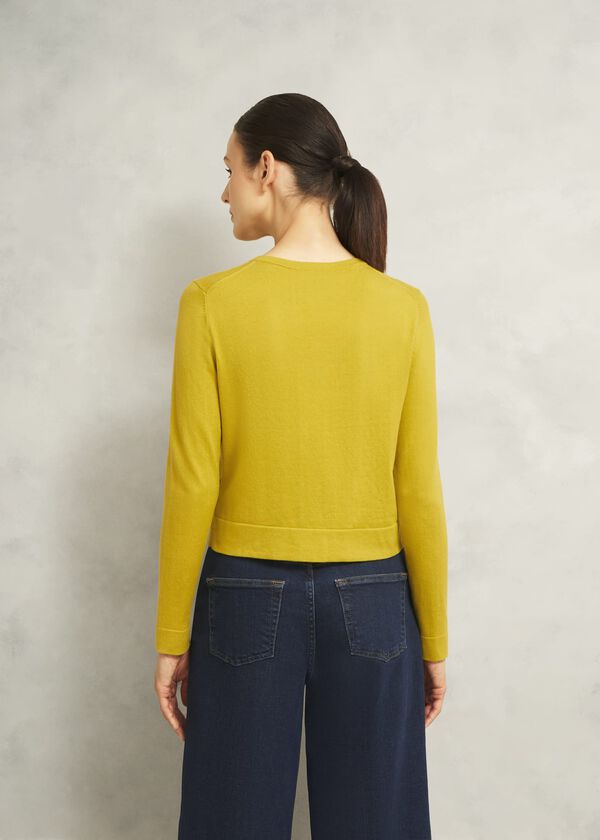 Hobbs Michelle Cotton Cardigan Gold Chartreuse