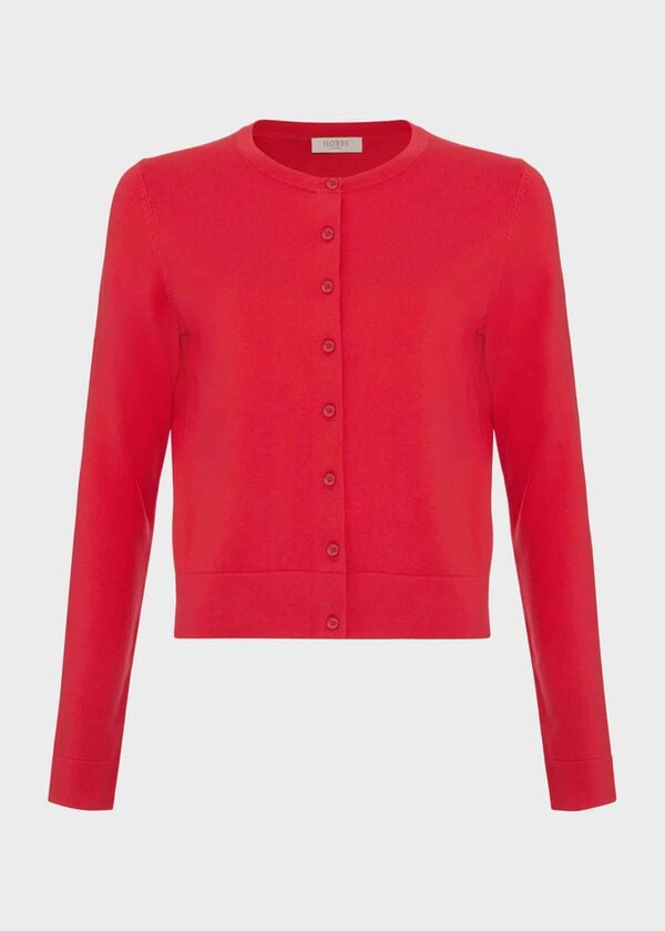 Hobbs Michelle Cotton Cardigan Rouge Pink