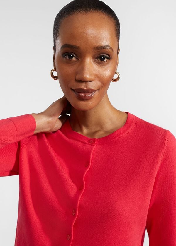Hobbs Michelle Cotton Cardigan Rouge Pink