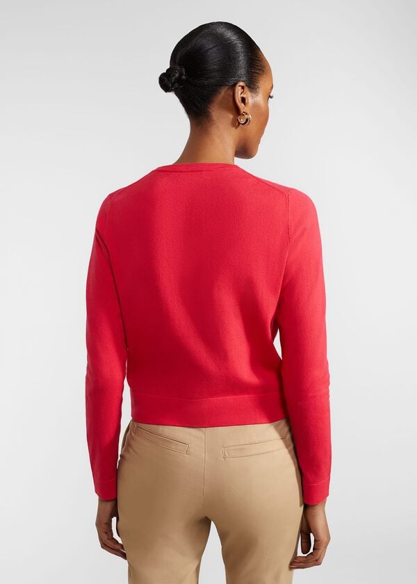 Hobbs Michelle Cotton Cardigan Rouge Pink