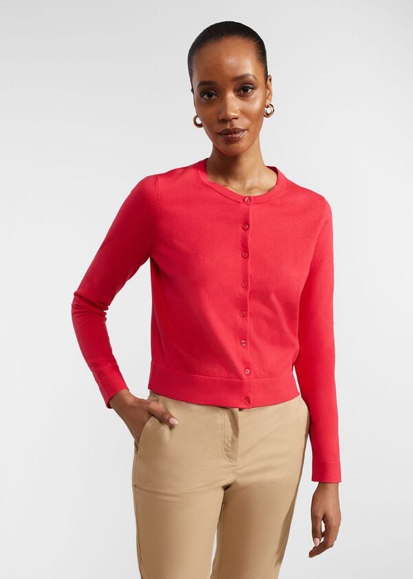 hobbs Michelle Cotton Cardigan Rouge Pink