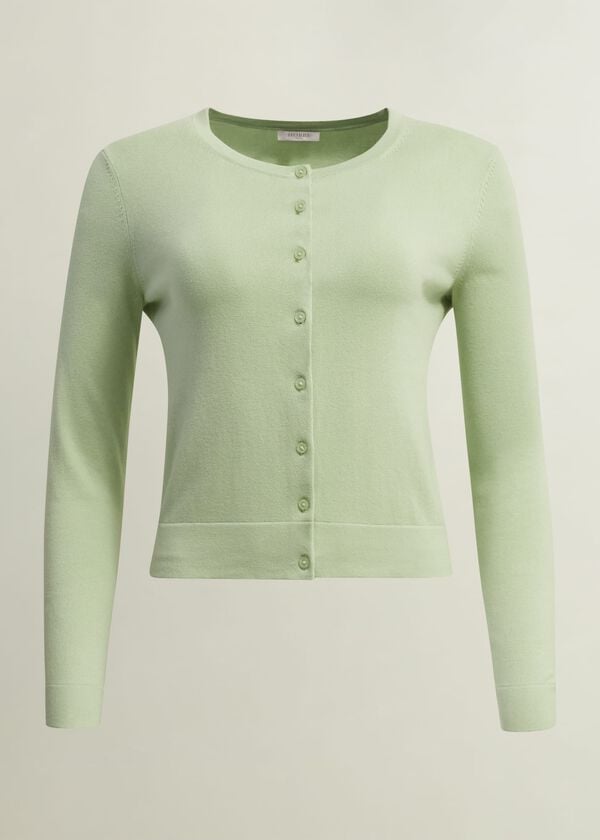 Hobbs Michelle Cotton Cardigan Soft Sage Green