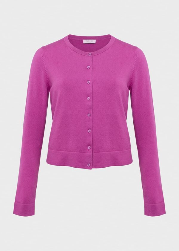 Hobbs Michelle Cotton Cardigan Violet Pink