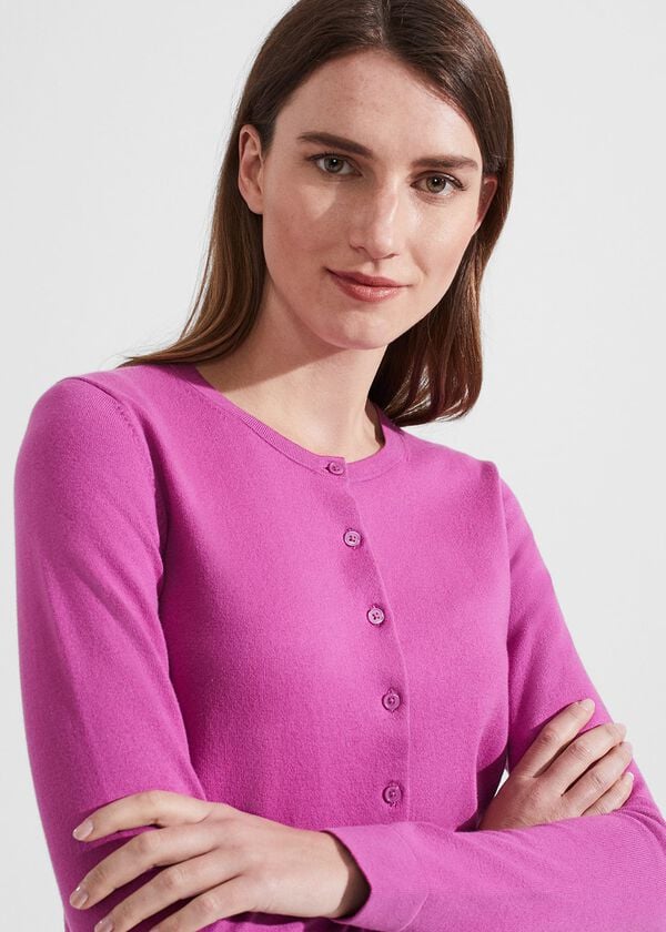 Hobbs Michelle Cotton Cardigan Violet Pink