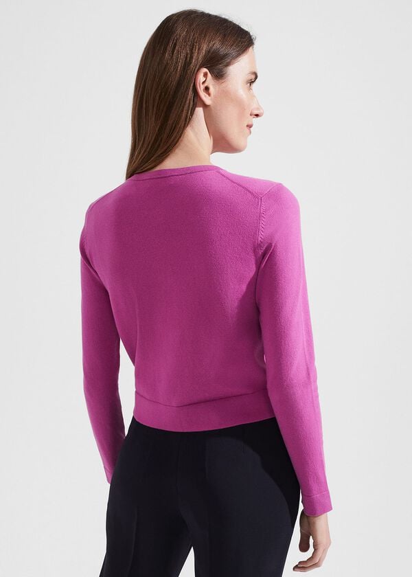 Hobbs Michelle Cotton Cardigan Violet Pink