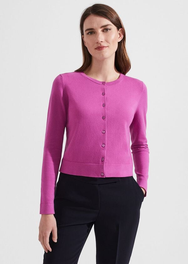 hobbs Michelle Cotton Cardigan Violet Pink