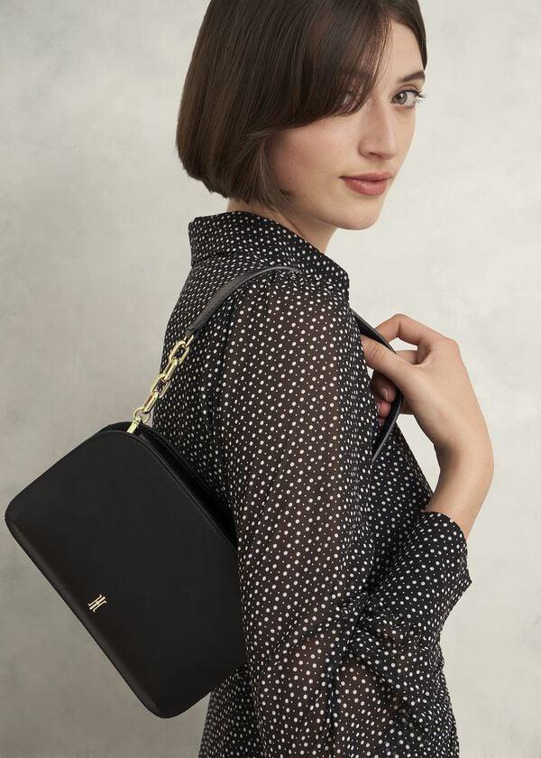 Hobbs Milan Satin Clutch Bag Black