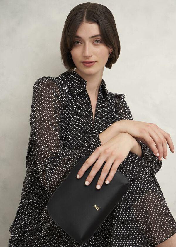 Hobbs Milan Satin Clutch Bag Black