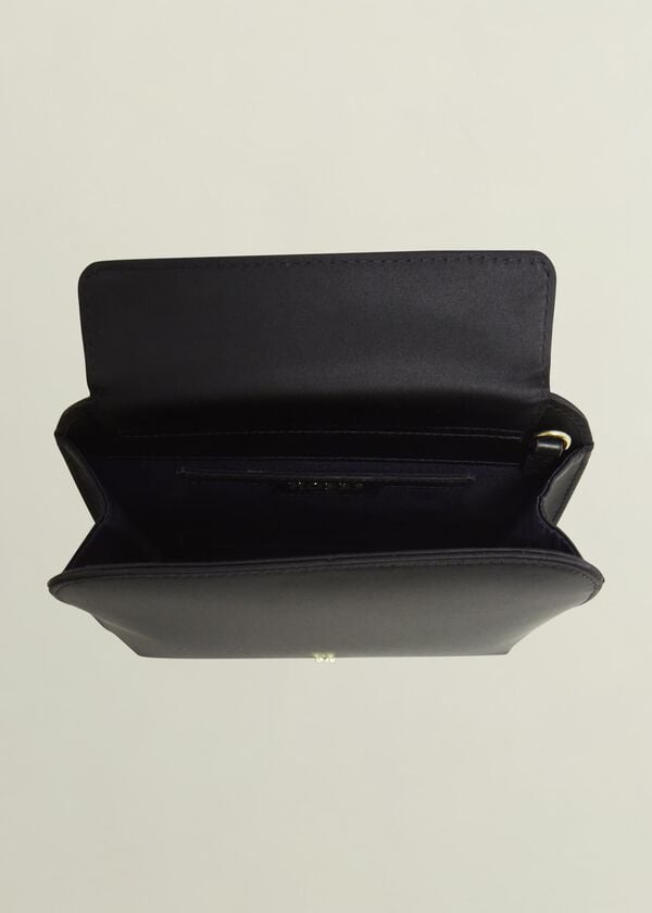 Hobbs Milan Satin Clutch Bag Black