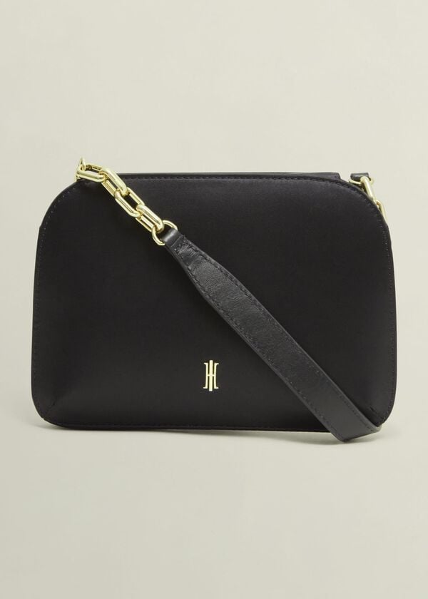 hobbs Milan Satin Clutch Bag Black
