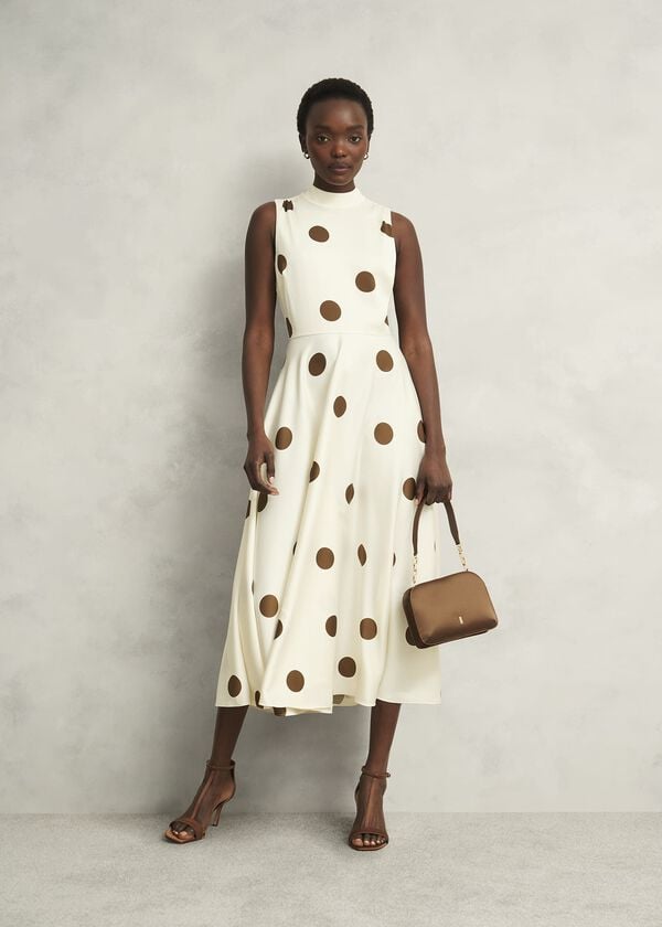 Hobbs Milan Satin Clutch Bag Medlar Brown