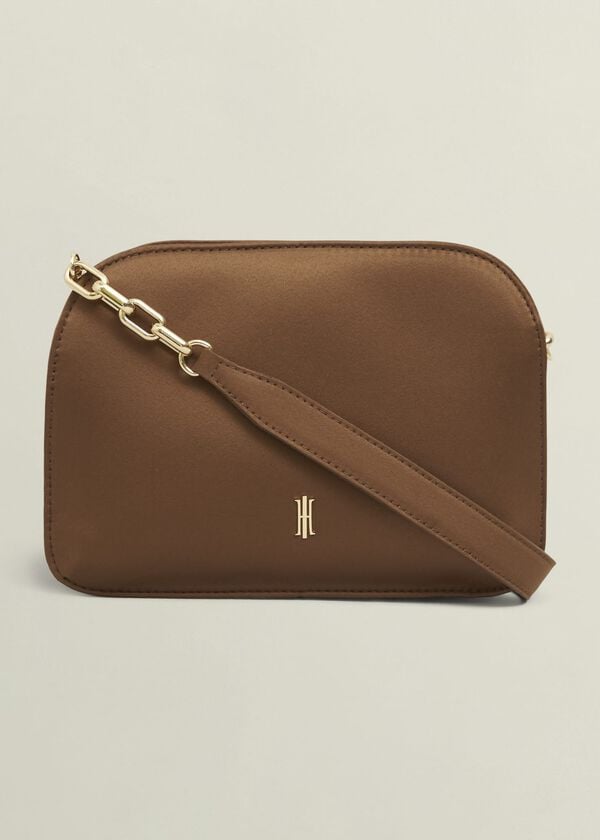 hobbs Milan Satin Clutch Bag Medlar Brown